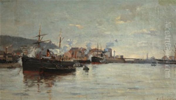 Port De Hollande Oil Painting by Fernand Marie Eugene Legout-Gerard