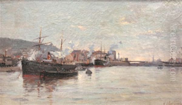 Port De Hollande Oil Painting by Fernand Marie Eugene Legout-Gerard