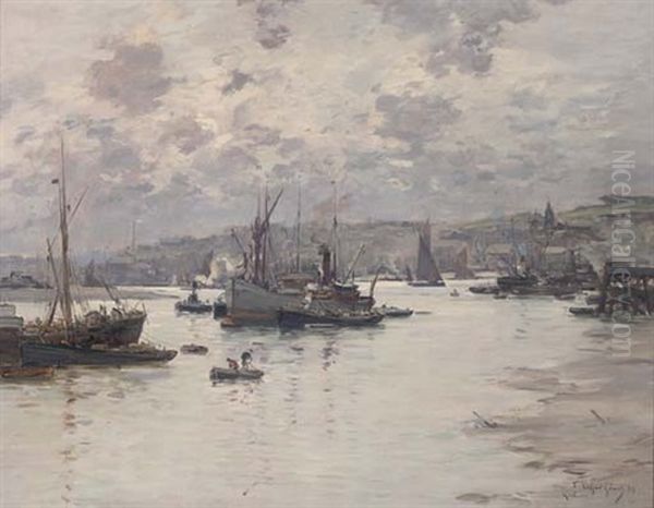 Rochester Harbour Oil Painting by Fernand Marie Eugene Legout-Gerard