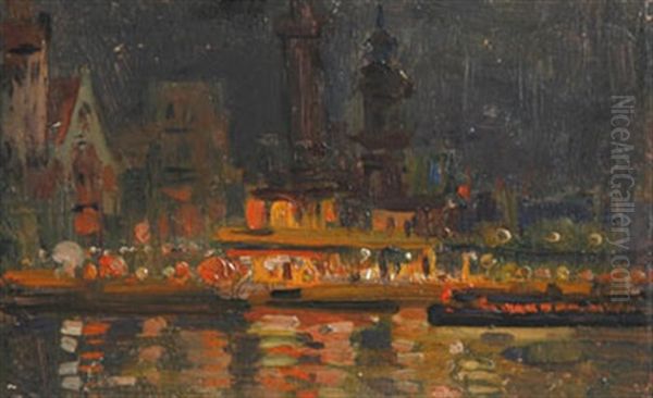 Paris Exposition Universelle De 1900 (+ Venise, Serenade; 2 Works) Oil Painting by Fernand Marie Eugene Legout-Gerard