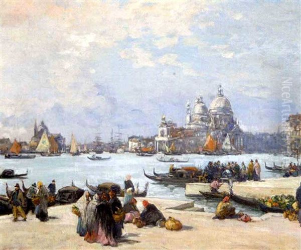 Venise, La Salute Et Le Grand Canal Vers La Piazetta Oil Painting by Fernand Marie Eugene Legout-Gerard