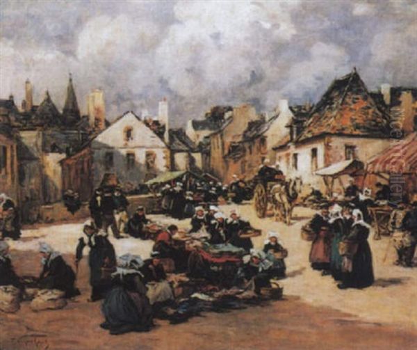 Le Marche De Pont Aven Oil Painting by Fernand Marie Eugene Legout-Gerard