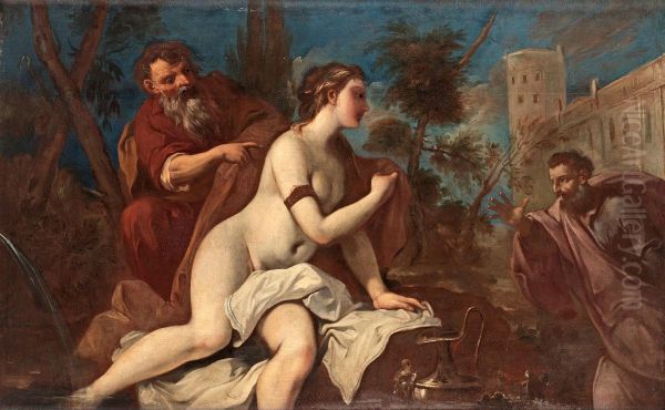 Susanna And The Old Men Oil Painting by Antonio Bellucci