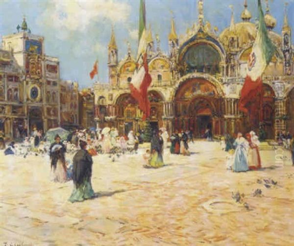 St. Mark's Square, Venice Oil Painting by Fernand Marie Eugene Legout-Gerard