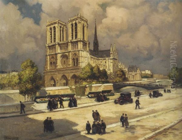 Ile De La Cite Et La Notre-dame, Paris Oil Painting by Fernand Marie Eugene Legout-Gerard