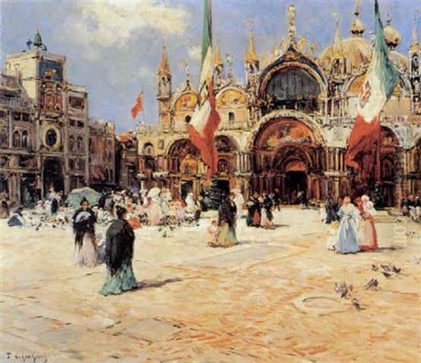 Piazza San Marco Oil Painting by Fernand Marie Eugene Legout-Gerard