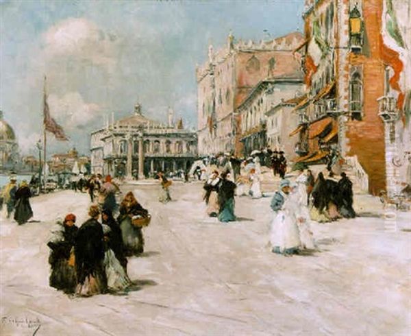 The Riva Degli Schiavoni, Venice Oil Painting by Fernand Marie Eugene Legout-Gerard