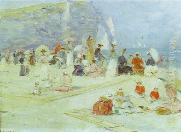 La Plage D'etretat Oil Painting by Fernand Marie Eugene Legout-Gerard