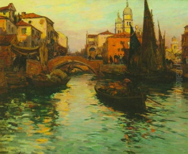 Canal A Venise Oil Painting by Fernand Marie Eugene Legout-Gerard