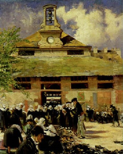 Bretonischer Schuhmarkt Oil Painting by Fernand Marie Eugene Legout-Gerard