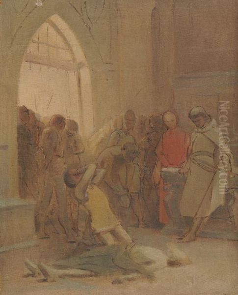 La Scoperta Del Cadavere Di Manfredi Oil Painting by Giuseppe Bellucci