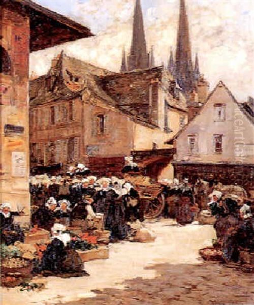 Breton Market Oil Painting by Fernand Marie Eugene Legout-Gerard