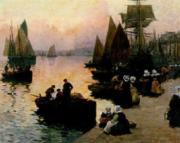 The Port Of Breton Oil Painting by Fernand Marie Eugene Legout-Gerard