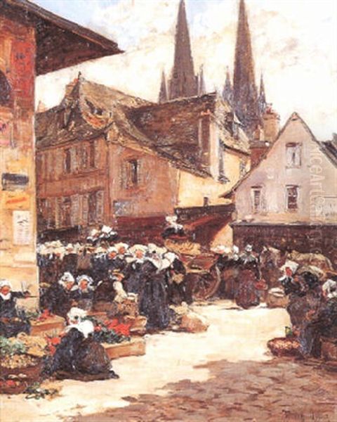 Breton Market Oil Painting by Fernand Marie Eugene Legout-Gerard