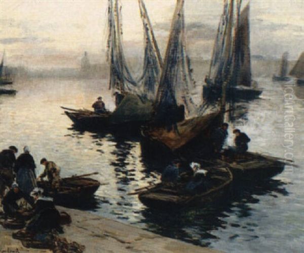 Concarneau - Le Retour Des Sardiniers Oil Painting by Fernand Marie Eugene Legout-Gerard