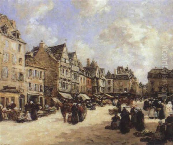 Marche A Lannion Oil Painting by Fernand Marie Eugene Legout-Gerard