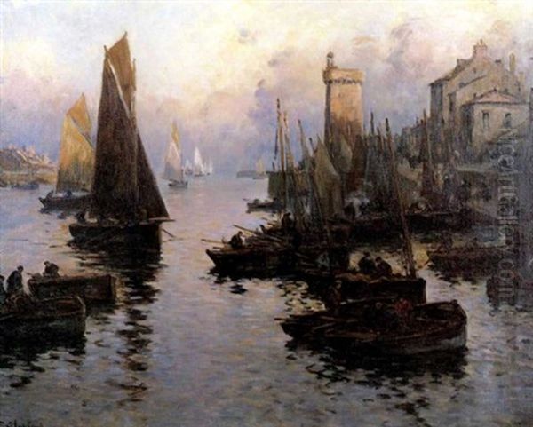 Le Port Des Sables D'olonne Oil Painting by Fernand Marie Eugene Legout-Gerard