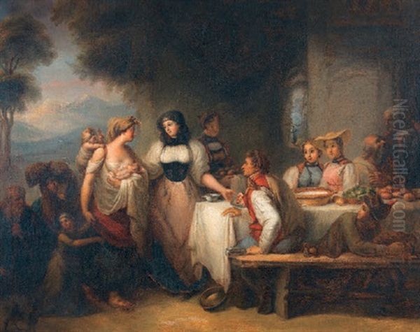 Landliche Gastfreundschaft Oil Painting by Pierre Nicolas Legrand de Lerant