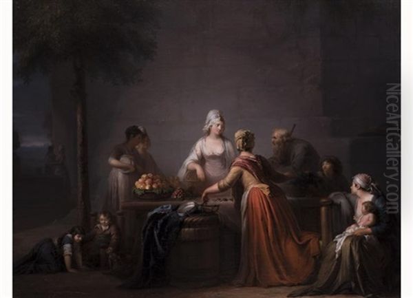 Die Obstverkauferin Oil Painting by Pierre Nicolas Legrand de Lerant