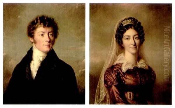 Portrat Karl Von Lerber-glayre (+ Portrat Suzanne Von Lerber-glay; Pair) Oil Painting by Pierre Nicolas Legrand de Lerant