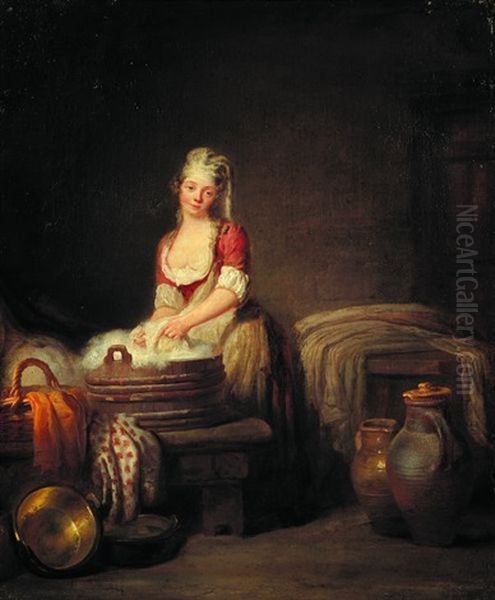 La Blanchisseuse Oil Painting by Pierre Nicolas Legrand de Lerant