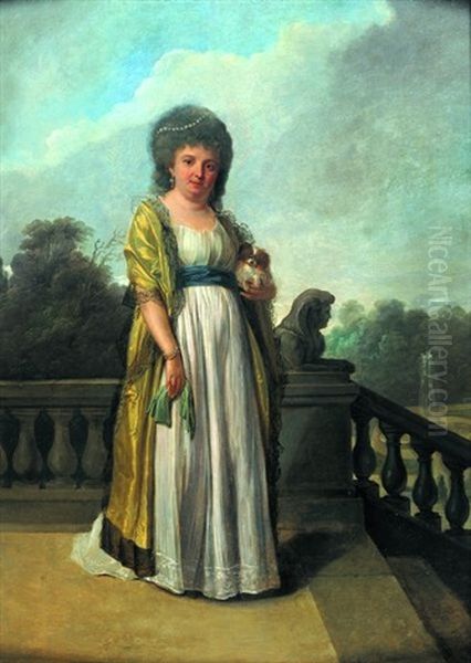 Portrait De Femme Avec Son Petit Chien by Pierre Nicolas Legrand de Lerant