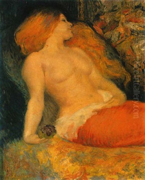 Femme Blonde A La Poitrine Nue Oil Painting by Louis Auguste Mathieu Legrand