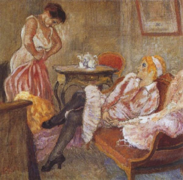 Les Deux Amies Oil Painting by Louis Auguste Mathieu Legrand