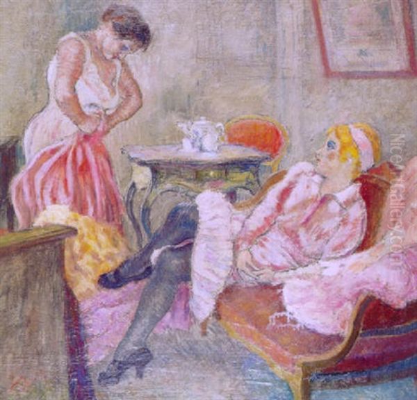 Deux Femmes S'habillant Oil Painting by Louis Auguste Mathieu Legrand