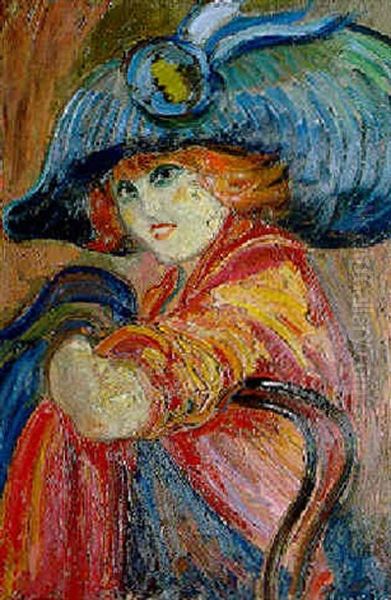 Femme Au Grand Chapeau Oil Painting by Louis Auguste Mathieu Legrand