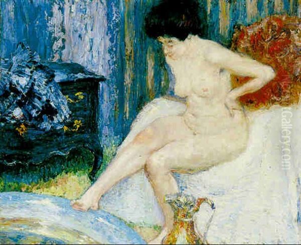 Badet Oil Painting by Louis Auguste Mathieu Legrand