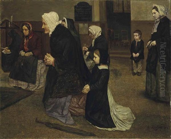 L'angelus Oil Painting by Alphonse Legros