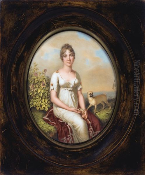 Portrait De Hortense De Beauharnais Oil Painting by Etienne Charles Leguay