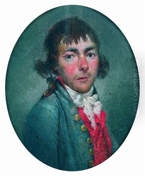 Portrait D'homme A La Redingote Bleue Oil Painting by Etienne Charles Leguay