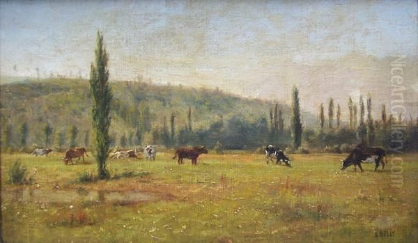 Vacas Pastando Oil Painting by Leon Adolphe Belly