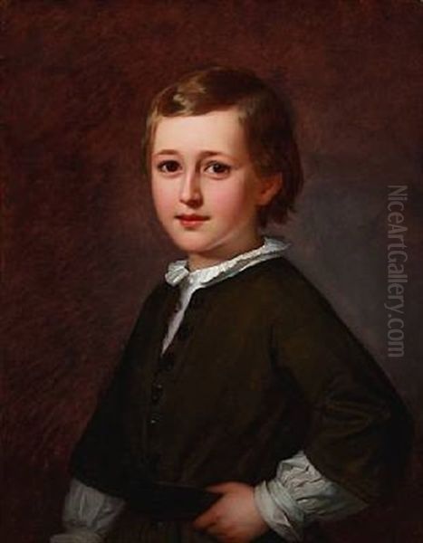 Portrait Of The Danish Ballet Master And Choreographer August Bournonville's Son Edmond Mozart August Bournonville Oil Painting by Edvard Lehmann