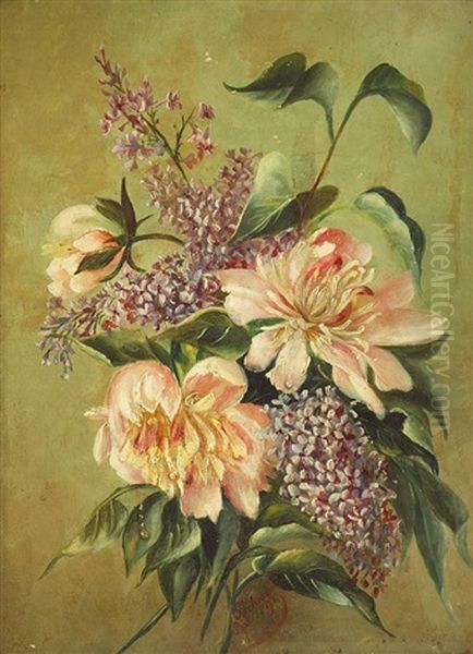 Blumenstilleben Mit Pfingstrosen Und Flieder Oil Painting by Gregoire Lehmann