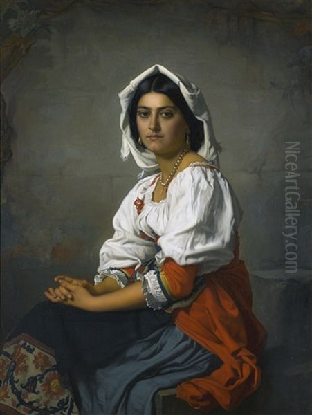 La Jeune Italienne Oil Painting by Henri Lehmann