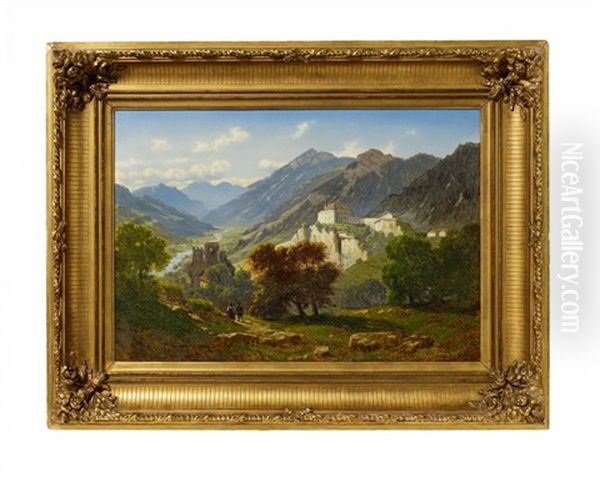 Schloss Tirol Bei Meran Oil Painting by Henri Lehmann