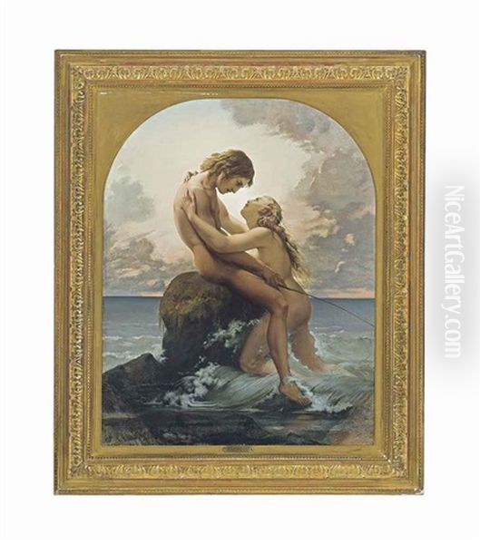 Le Pecheur Et La Nymphe Oil Painting by Henri Lehmann