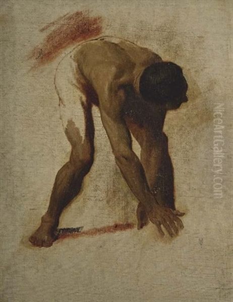 An Academic Study Of A Male Nude Oil Painting by Henri Lehmann