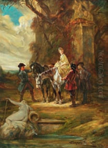 La Rencontre Oil Painting by Leonhard Wilhelm Lehmann