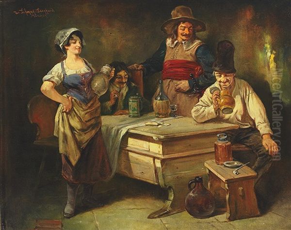 Wirtshausszene Mit Personen Im Habit Des 17. Jahrhunderts Oil Painting by Leonhard Wilhelm Lehmann