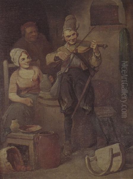 Le Violoniste Dans Une Auberge Oil Painting by Leonhard Wilhelm Lehmann