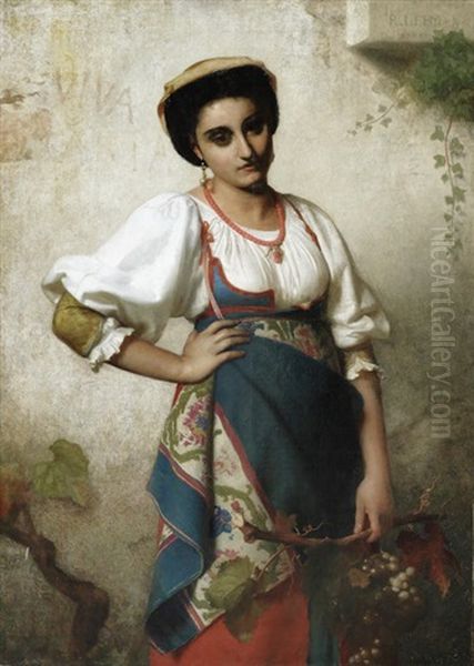 A Mediterranean Beauty Oil Painting by Rudolf W. A. Lehmann