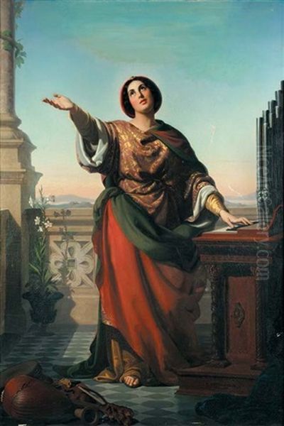 Sainte Cecile Oil Painting by Rudolf W. A. Lehmann