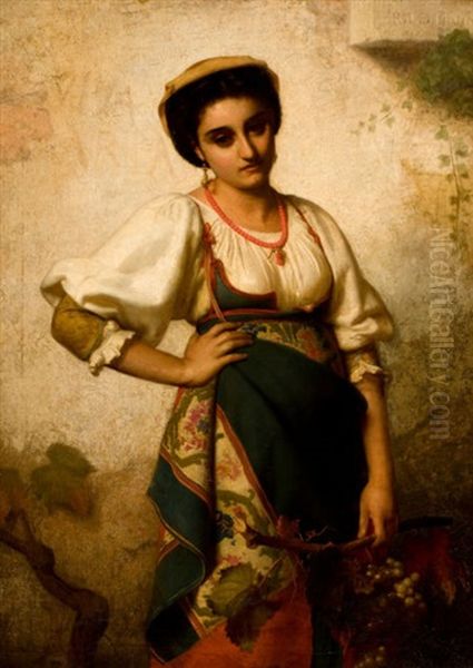 A Mediterranean Beauty Oil Painting by Rudolf W. A. Lehmann