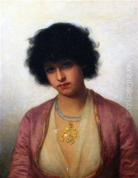 A Turkish Beauty Oil Painting by Rudolf W. A. Lehmann