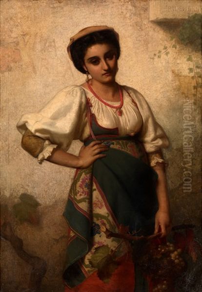 A Mediterranean Beauty Oil Painting by Rudolf W. A. Lehmann