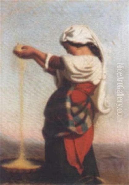 Sifting The Grain Oil Painting by Rudolf W. A. Lehmann